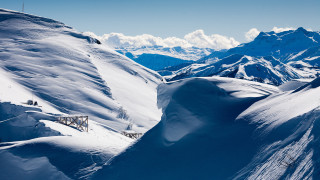Mountain ski lift snow landscape - zenith view free wallpaper