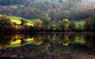 Lake forest hillside house impresionist - impressionist free wallpaper