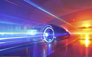 Futuristic car tunnel light bokeh - a bright background free wallpaper