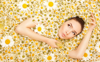 Woman flower field outstretched eyes - a field of flowers free wallpaper