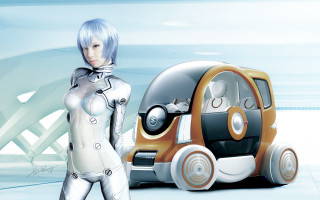 Futuristic woman robot car cybernetics - a robot free wallpaper