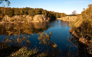 River autumn twilight cliff forest - a river free wallpaper for desktop
