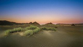 Desert mountains sunset grass river - a desert free wallpaper