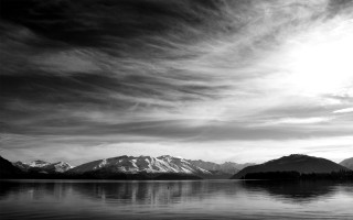 Lake mountains clouds trees landscape - ansel adams free wallpaper