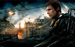 Futuristic man cityscape smoke flames - daryush shokof free wallpaper