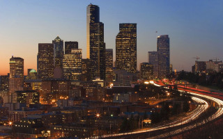 City skyline train night lights 6 - everett warner free wallpaper