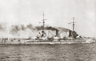 Large ship smoke stacks water 4 - a large ship free wallpaper