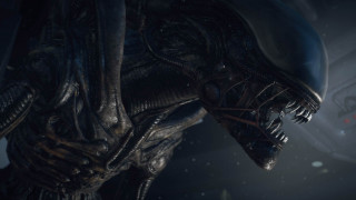 Alien hunter dark room helmet - free space wallpaper