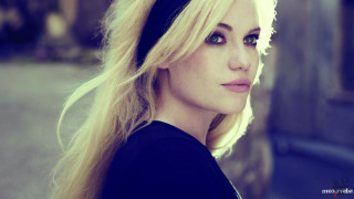 Woman blonde hair black shirt 3 - her face free wallpaper