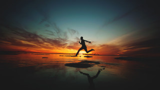 Beach run sunset sky reflection - bernd fasching free wallpaper for desktop