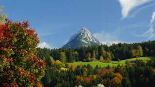 Mountain house forest lake autumn - beautiful free wallpaper for desktop