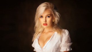 Blonde woman white dress earrings - andor basch free wallpaper