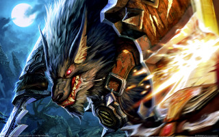 Demonic sword demon fullmoon furry - in front free wallpaper