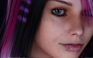 Pink hair piercings closeup realistic - realistic shaded perfect face free wallpaper