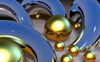 Blue gold spiral shiny balls - image of a bunch free wallpaper