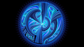 Blue circular object magic gear - biomechanical free wallpaper
