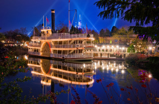 Large boat river forest night 2 - top of a river next free wallpaper
