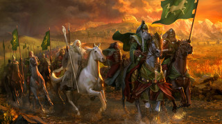 Epic fantasy horses heroes sunset - man free wallpaper