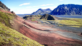 Mountain range river landscape nature - a view of a mountain range free wallpaper