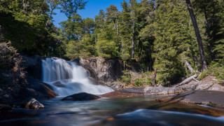 Waterfall river woods trees rocks - alexander brook free wallpaper