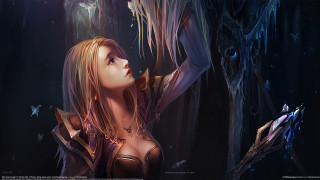 Woman long hair bird tree 2 - her hand and a tree in the background free wallpaper