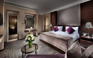 Hotel room bed flowers television - a vase of flowers free wallpaper