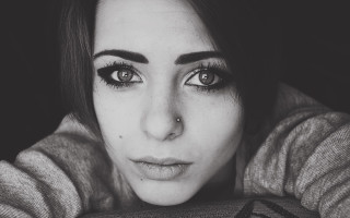 Serious woman pointillism blackwhite piercingeyes - pointillism free wallpaper