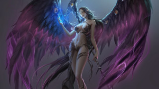 Angel wings sword dragon blue - a blue ball free wallpaper