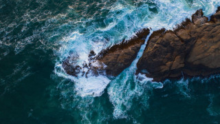 Ocean rock wave birdseye microscopic - ocean free wallpaper