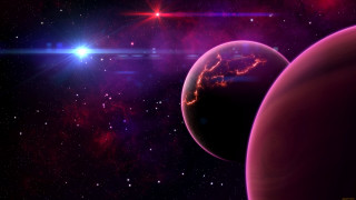 Space planet star blue horizon - blue light free wallpaper