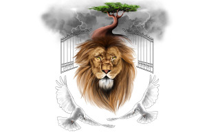 Lion tree birds gate lyco - art station free wallpaper