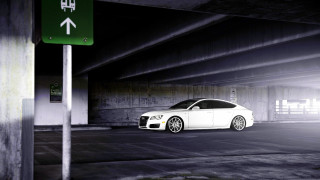 White car parking garage green - a green sign free wallpaper