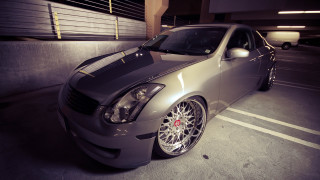 Silver car parking garage night - a black hood free wallpaper