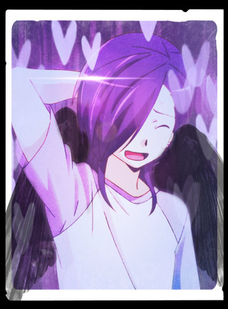 Girl purple hair black wings - black wing free wallpaper