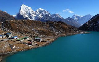 Mountain lake village sky cloud - cui bai free wallpaper