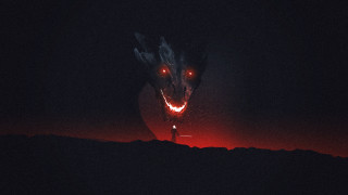Red light dragon head glowing - dragon art free wallpaper
