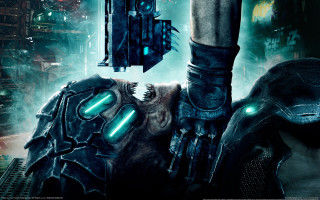 Futuristic man suit gun city 5 - biopunk free wallpaper