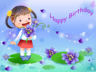 Girl holding flowers birthday card - a girl holding free wallpaper for desktop
