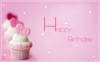 Pink birthday card cupcake heart - lyco art free wallpaper