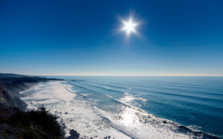 Beach sunshine cliff surfboard blue - a surfboard free wallpaper