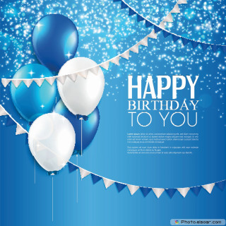 Birthday card balloons streamers blue 2 - free happy birthday wallpaper