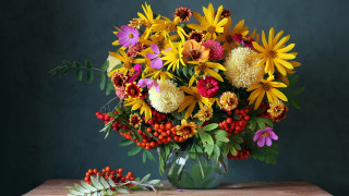 Vase colorful flowers table planter - a table next free wallpaper