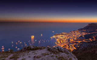 City cliff ocean lights autumn - a cliff free wallpaper for desktop