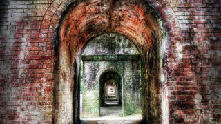 Brick tunnel door light architecture - the end of it free wallpaper