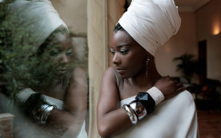 Afrofuturism woman white dress turban - dulah marie evans free wallpaper