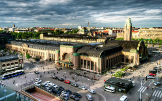 City street train station clouds - erlund hudson free wallpaper