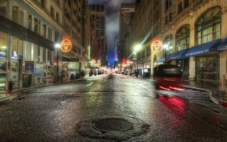 City street night rain bus - a rain free wallpaper