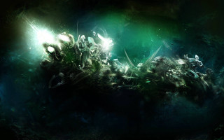 Glowing aurora biopunk android jones - biopunk free wallpaper