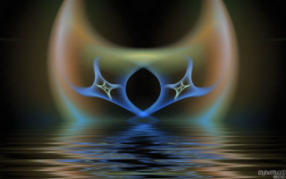 Blue orange water reflection holography - object free wallpaper