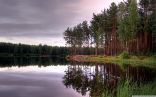 Lake forest sky mountains nature 2 - a cloudy day free wallpaper